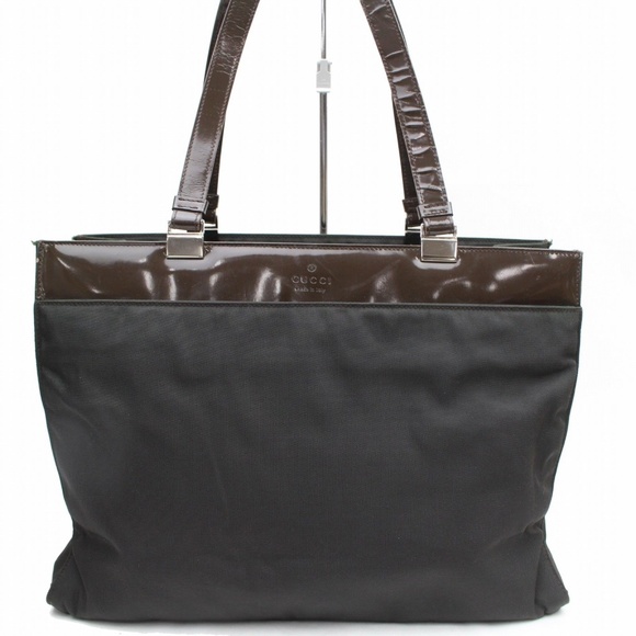 Gucci Handbags - Authentic Gucci Tote Bag Dark Brown Nylon 277476